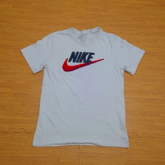 Nike Other - Nike T-Shirt Short Sleeve Fuzzy Logo Spellout Swoosh White Men's Small Crew Neck